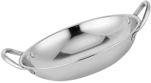 HOLIDYOYO Stainless Steel Wok Pan Round Bottom Pot Cooking Pan Easy to Clean Kitchenware