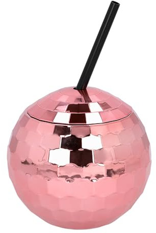 Boland - Discoball Vaso 550 ml con pajita, vaso de fiesta para fiestas o fiestas en el jardín, vaso de fiesta con pajita, vaso de plástico, servicio de fiesta