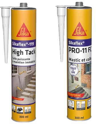 SIKA - Colle polyuréthane puissante - Pour fixation d'objets lourds - Intérieur et extérieur - Blanc - 300ml + Mastic-Colle PU - Tout en 1 - Multi-matériaux - Int/Ext - Blanc - 300ml