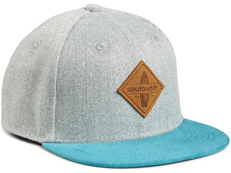 Soulbuddy Kinder Cap – Unisex Kinderkappe – Schirmmütze für Jungen & Mädchen – Trendiger Sonnenhut für Outdoor & Freizeit Grau-Petrol – Größe M