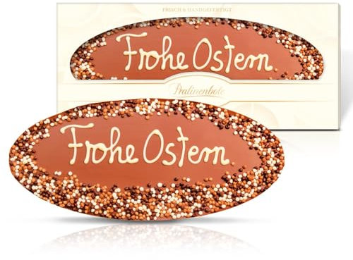 Pralinenbote – Schokolade Frohe Ostern - Das Geschenk zu Ostern für Ihre Liebsten, die edle Osterei Schokolade, 19,5 cm groß, 100g (Frohe Ostern, 1 x Schoko-Tafel)