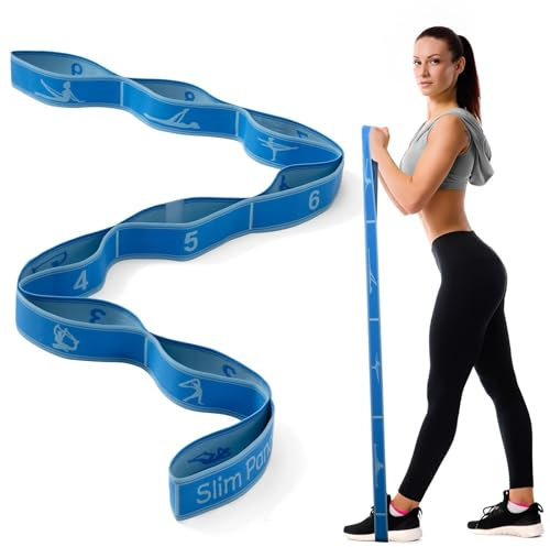 Slim Panda Yoga Stretching Band,Yoga Stretching Strap met 9 lussen,Stretchriem, Zeer Elastische Oefenband voor Effectieve Stretch training 