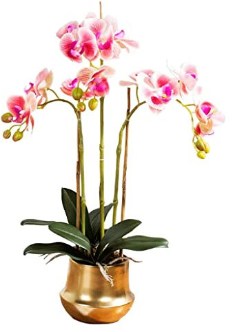 Künstliche Blumen, künstliche Orchideen, künstliche Phalaenopsis-Blumen, langlebige Topforchideen, künstliche Raumdekoration, künstliche Blumen, lebensecht (Fuchsia)