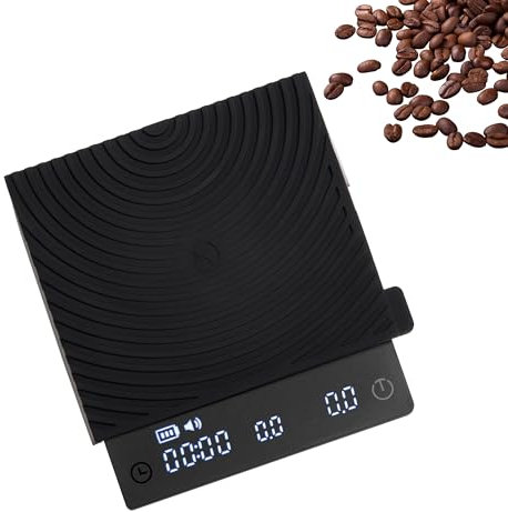 Black Mirror Mini TIMEMORE, Espresso Scale with Flow Rate Function, Portable Coffee Scale, 2kg/0.1g, Silicone Protective Pad, Black