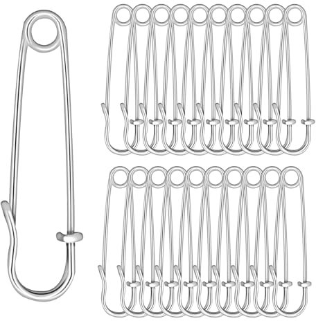 cobee Sicherheitsnadeln Groß, 50 Stück 50mm/2in Sicherheitsnadel Safety Pins Stark Sicherheitsnadeln für Kleidung Rostbeständig Gebogene Sicherheitsnadeln Silber schwarz Sicherheitsnad(Silber)