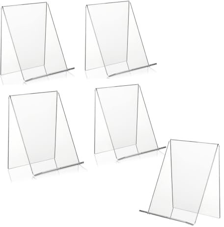 Buchständer aus transparentem Acryl,5 Stück Buchständer, transparent,durchsichtige Acryl Buchständer,Mehrzweck-Prospektständer,Buchstütze,Tischaufsteller für Bücher,Fotoalben,Rezept Fotos (10 x 15 cm)