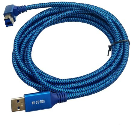 Seadream Cable de impresora USB 3.0 en ángulo trenzado de 10 pies; enchufe USB tipo A a tipo B, cable macho a macho de 90 grados compatible con estación de acoplamiento, controladores duros externos