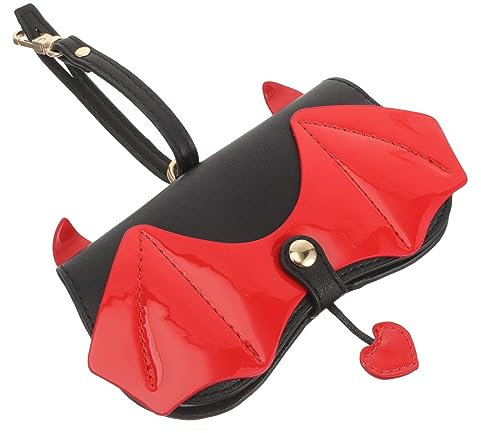 PACKOVE Cartoon Tragbare Aufbewahrungstasche Roter Teufel Sonnenbrillenetui Für Den Haushalt Brillenschutz Sonnenbrillentasche Brillenetuis Verschleißfestes Sonnenbrillenetui Leder