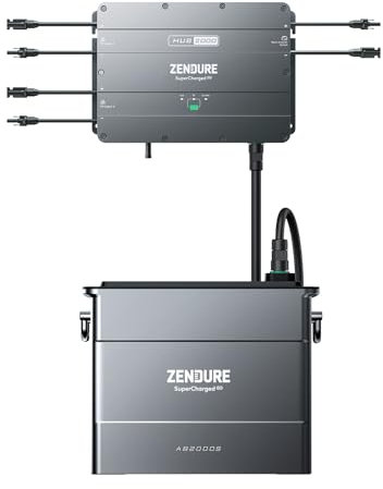 Zendure SolarFlow, Station électrique pour balcon, HUB 2000 avec entrée solaire 1800W, AB2000S avec capacité 1920Wh, Capacité Extensible de 7680Wh, Sortie 1200 W, installation facile, IP65, 0 dB, APP