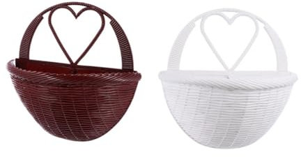 CIYODO 2 Pièces Panier à Fleurs Imitation rotin Jardiniere Plastique Pot de Fleur Plastique Panier de jonc de mer paniers de Plantes de Porche Panier en Plastique Mural décors muraux