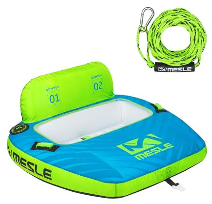 Mesle Tube Boot Bumper Set mit Leine, 2 Personen Funtube Wassersport, Wasserreifen aufblasbar, Towable Tube für Kinder & Erwachsene, Schleppring für Motorboot & Jetski, Wasserring zum Ziehen