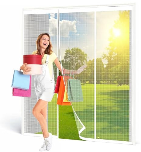 Zanzariera per Finestra Ad Arco 275x235cm Bianco Tenda Zanzariera Magnetica Porta Magnetica per Porte Zanzariera A Chiusura Automatica