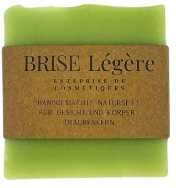 Brise Légère Weinrebenöl (Traubenkernöl) Naturseife 100g – Palmölfreie, vegane Seife für empfindliche und unreine Haut, Hand-, Gesichts- & Duschseife, nachhaltig handgemacht, für alle Hauttypen