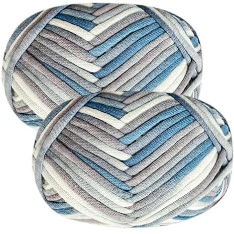 Häkelgarn Baumwolle Häkelwolle Chenille Wolle zum Häkeln 2 X 50g Häkelwolle, Grau Garn Dickes Baumwoll-Nylon-Mischgarn