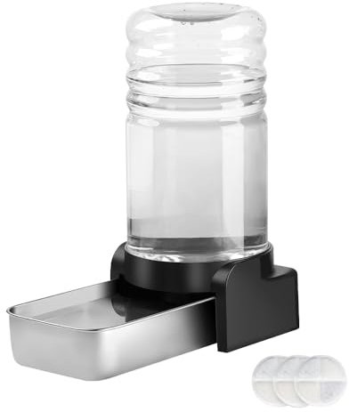 Marchul Distributore d'acqua per cani e gatti, distributore automatico di acqua per cani con ciotola in acciaio inox e 3 filtri, bottiglia d'acqua per cani di grande capacità per animali domestici di