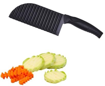 Weenwill Coupe-Pommes de Terre Ondulé,Coupe Frites en Acier Inoxydable,Couteau Ondulé,Couteau Ondulé pour Frites pour Frites,Pommes de Terre,Fruits,Carottes et Oignons,Outil de Coupe pour la Maison