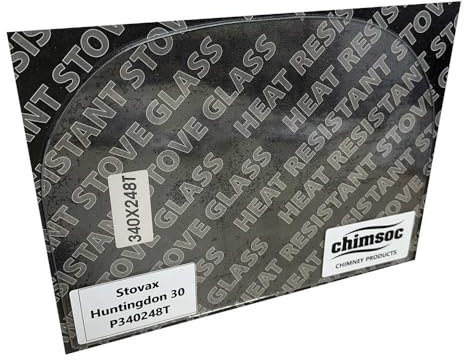 Chimsoc Stovax Huntingdon 30 - Cristal de repuesto para estufa (340 mm x 248 mm, parte superior arqueada)