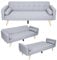 CROWNSHOP 3 Seater Sofas Modern Sofa Beds with Wooden Legs Adjustable Angle Sofas & Couches With 2 Armrests for Living Room/Spare Room/Guest Room Light Gray