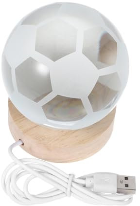 VILLCASE Fußball Nachtlicht Mit Usb Holzsockel Dimmbar Farbwechselndes Led Stimmungslicht Gravierter Kristallball Fernbedienung Für Wohnzimmer Und Kinderzimmer Dekoration