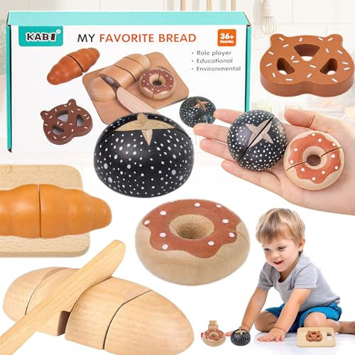 truee Kinderküche Spielküche Zubehör Aus Holz, Küchenspielzeug Schneiden Brot Kinder, Spielküche Zubehör Frühstück Set, Spielküche Zubehör, Holzspielzeug Für Kinder, Kinderspiele Geschenke