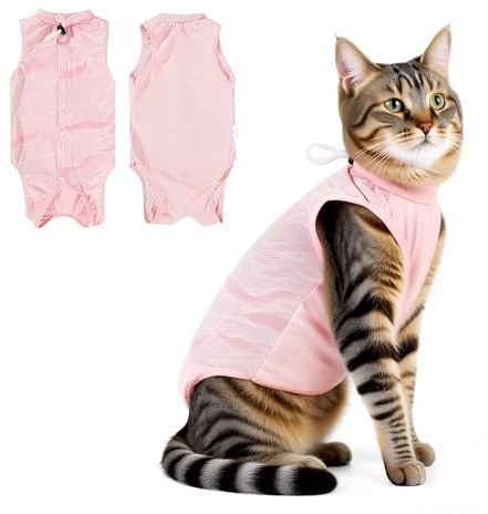 HMCEY Body Post Operatorio Gatto,Tutina Operatoria Gatto,Vestito Chirurgico Gatti,Recovery Gatti Non Leccarsi,Tuta Medica Da Recupero Traspirante,Cat Clothes per Ferite Malattie Della Pelle - L