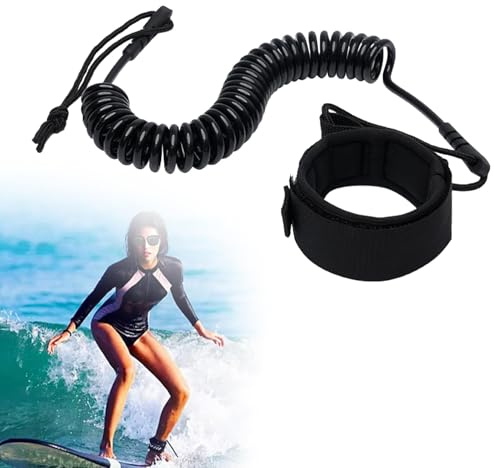 YIIWONI 10 Pieds Leash pour Planche de Surf,Laisse Paddle avec Sangle de Pied Fermeture,Leash Surf pour Kayak,Bodyboard,Stand Up Paddle Board,Noir