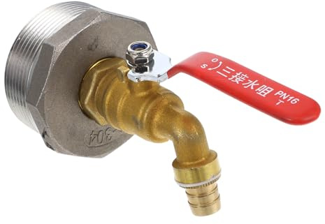 Fasshahn 3/4 Zoll Messing Edelstahl für Ibc Tote und Fässer | Regentonnendurchführung 3/4 Zoll, Dichtscheibe und Band, 58mm Außengewinde