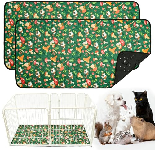 HOZKUY 2 Stück PIPI Pads 120x60cm für Meerschweinchen, wasserdichte & rutschfeste Unterlage mit 4 Lagen, super saugfähige, waschbare Wiederverwendbare Kleintiermatten für Hamster, Kaninchen, Welpen