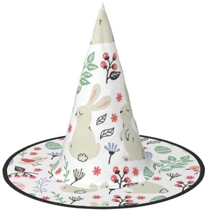 VCzsdff Hut mit Blumen, Hasen, Vögel, bedruckt, Cosplay, Oxford-Stoff, Halloween-Hut für Halloween-Partys, leicht, 33 cm hoch