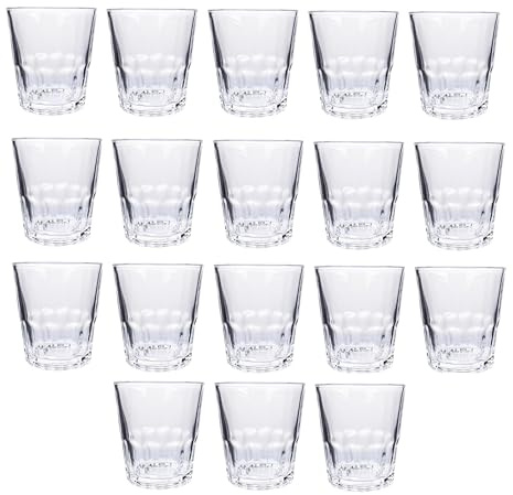 pcmoviles – Set de 18 Vasos Lucia de 120 ml – Vasos de Cristal para Café, Cortado, carajillo, Espresso y Bebidas Calientes – Diseño Transparente y Resistente
