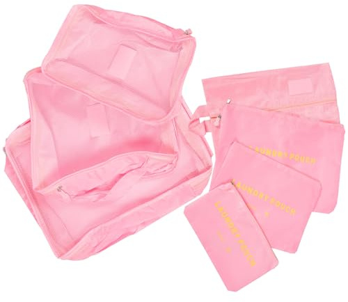 TOPPERFUN Reise Organizer Aufbewahrungsbeutel 7 Stück aus Polyester im Zarten Rosa Praktische und Tragbare für Kleidung und Kleine Gegenstände für Unterwegs