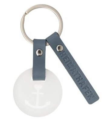 Räder Schlüsselanhänger Schlüsselglas „Heimathafen“ mit Glas & Leder – Anker Motiv