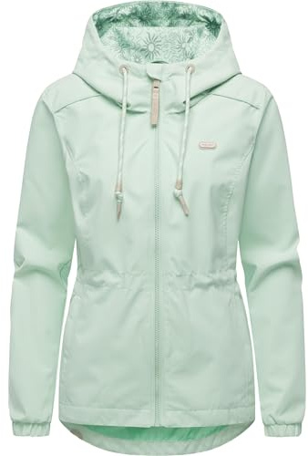 Ragwear Damen leichte Übergangsjacke kurze wasserdichte und atmungsaktive Funktionsjacke mit verstellbarer Kapuze und Taillenzugband Dankka XS-3XL