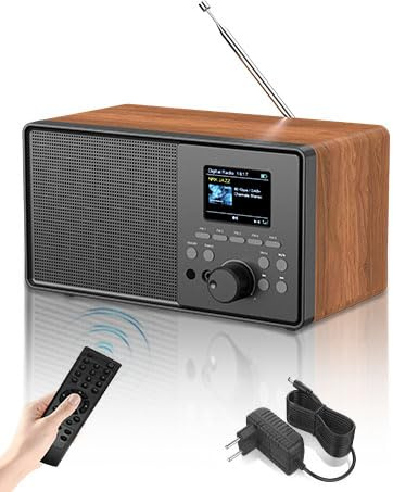 DAB/DAB+ FM Digital Radio– 2.4 Colour Display, Bluetooth, USB/AUX, Remote Control – Vintage Retro Radio with 30 Presets, Dual Alarm & Sleep Timer – Portable DAB Radio for Kitchen