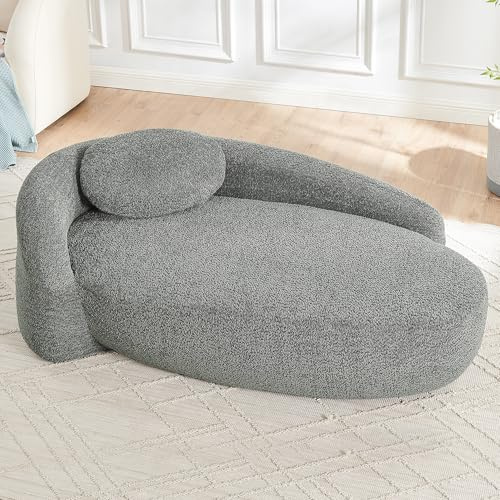 staronce Boneless Sofa kompakt Schaumstoff Sofa grau | Gemütliches Sofa mit Teddy-Stoff, Kopfkissen und Polsterung – weiches Lounge Sofa für Wohnzimmer, Schlafzimmer & Homeoffice