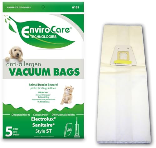 EnviroCare Lot de 5 sacs de rechange hypoallergéniques pour aspirateurs Sanitaire Eureka Style ST Blanc