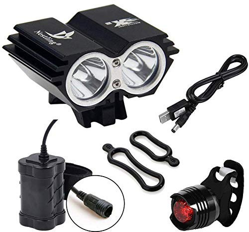 Nestling® 5000Lm Bike Light Set, USB Rechargeable Bicycle Lights with 4 Modes, Waterproof Mountain Road Bike LEDs