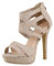 SCARPE VITA Damen Sandaletten Plateau High Heels Cut-Outs Stilettos 160358 Creme Cut-Outs 35