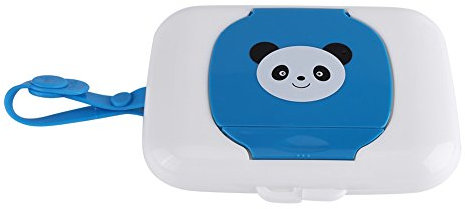 Wet Wipes Box,Baby Outdoor Portable Wet Tissue Dispenser Case Infant Reusable Stroller Pram Wipes Box Convenient Fabric Case for Travel(White + Blue)