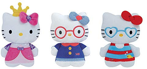 Jemini 023766 Hello Kitty 3 Kuscheltiere +/-14 cm, 23766, Mehrfarbig