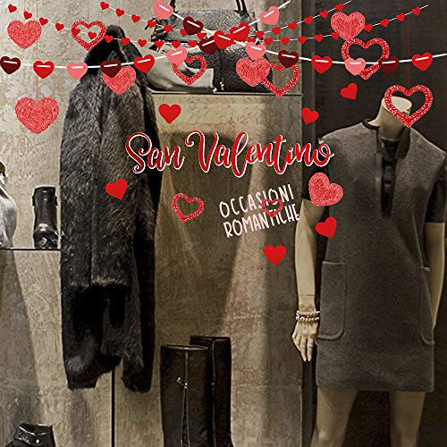 kina UVSV0017 Fensterbild für Valentinstag auf transparentem PVC, Maße: 1 Blatt 100 x 30 cm, Dekoration für Schaufenster