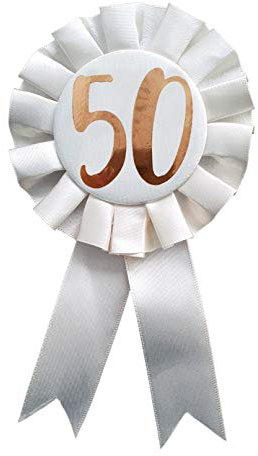 Alandra Birthday RGB-50 Geburtstags-Rosette, 50 Jahre, cremefarben und rotgold, metallisch, Einheitsgröße