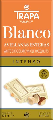 TRAPA - INTENSO. Tableta de Chocolate Blanco con Avellanas Enteras.- 175 gr