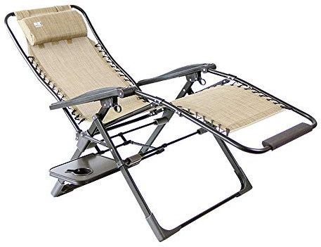WANGLXFC Gartenstuhl, Klappbar, Komfortabler Sitz, Klappstuhl mit Kopfkissen, robust, verstellbar, bis 200 kg belastbar, Outdoor Stuhl, Beige