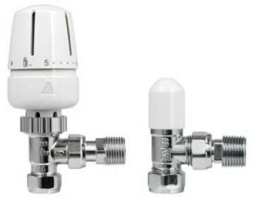 Center 15mm Angled TRV Thermostatic Radiator Valve & Lockshield Pack x 1