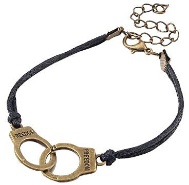 Miniblings Handschellen Armband Daumenschellen Polizei Kordel Metall Bronze - Modeschmuck handmade - Damen Mädchen Bettelarmband