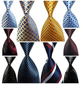 Wehug Klassische Herren-Krawatten aus Seide, gewebt, Jacquard, Krawatten, Krawatten für Herren, 10 Stück, EU-Lot10-tie001, 3.1 inch