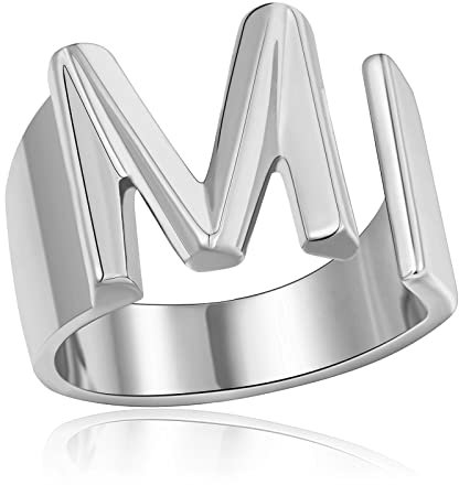Sora Tuki Initialenring mit Goldbuchstaben für Damen, klobige Goldringe für Frauen, verstellbare Ringe, Initialenschmuck, Messing, Kein Edelstein