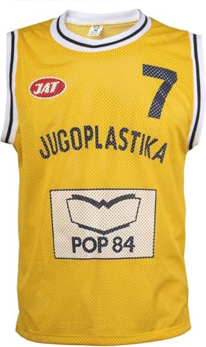 Kroatische Toni Kukoc KK Split Jugoplastika Pop 84 Retro Basketball Play 7 Trikot, gelb, XL