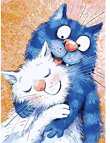 SHUIBIAN Diamond Painting Full Bilder Cartoon Katze 5d Diamant malerei Kits, DIY 5D Diamant Painting Set Crystal Strass Stickerei Kreuzstich für Home Wand Decor - 30x40cm
